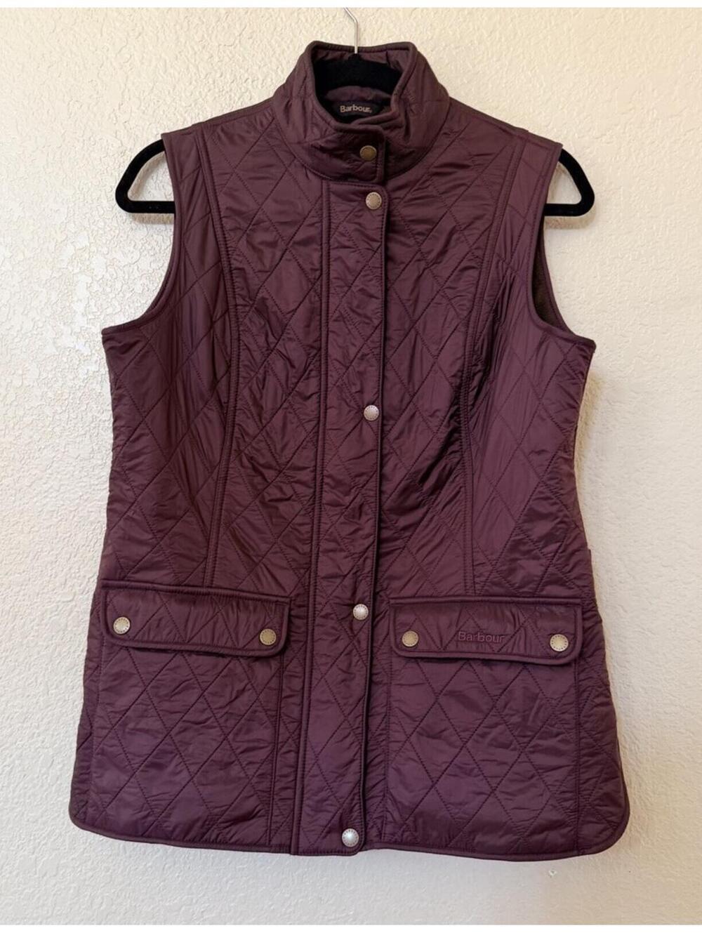 New BARBOUR Women's Wray Quilted Gilet In Maroon Size 10